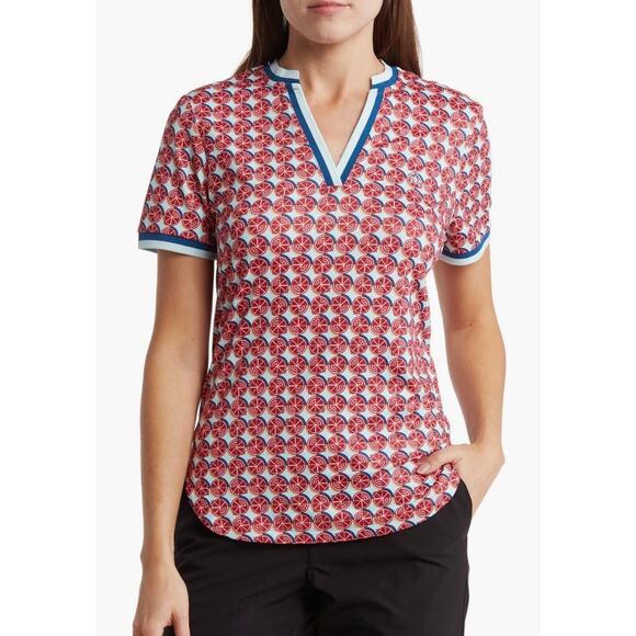 NEW Original Penguin Women’s Small Golf T-Shirt Pomegranate Geometric Nordstrom - Picture 1 of 3